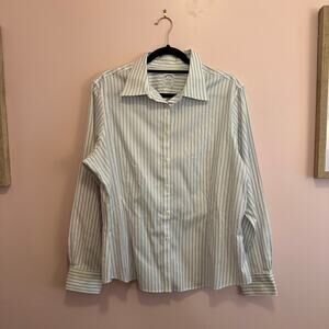 Brooks Brothers Women's Long Sleeve Button Down White Pinstriped Dress Shirt 16